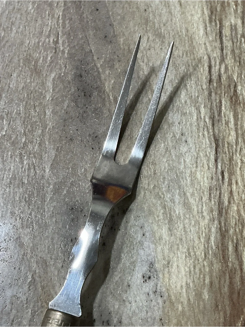 Vintage Brown Bakelite Handle Stainless Steel 2 Tine Meat Carving Fork 10” MCM